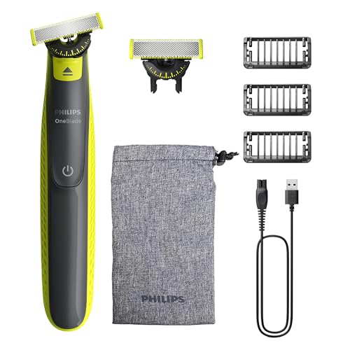 Philips OneBlade 360 Authentique Tondeuse et rasoir à barbe électrique, 2x 360 lames, 3x peignes à barbe (1,3,5mm), QP2724/31