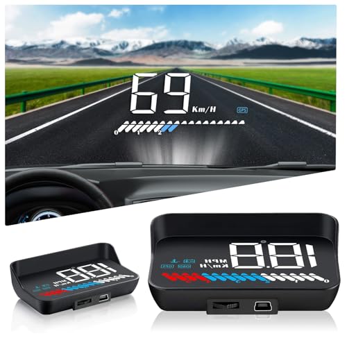 Affichage HUD embarqué OBD2 et affichage HUD GPS double système, compteur de vitesse compteur de température de l'eau vitesse du moteur alarme de sécurité pour tous les véhicules