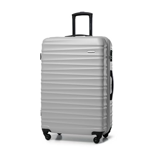 WITTCHEN Valise Grande Taille Valise de Voyage Valise à roulettes Coque Rigide en ABS avec 4 roulettes Spinner Serrure à Combinaison Poignée télescopique Groove Line Taille XL Gris