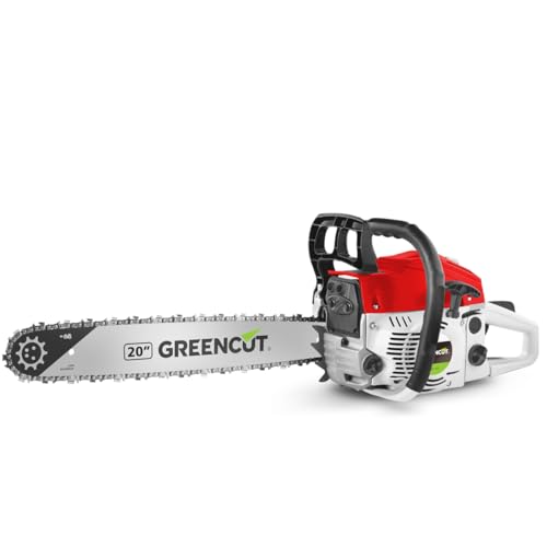 GREENCUT GS620X - Tronçonneuse à essence avec moteur 2 temps 62cc 3,8hp avec lame 20'', Easy-Start, Système anti-vibration, Technologie TRU-SHARP