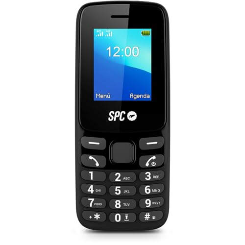 SPC Talk 2 – Téléphone Mobile Basique 4G | Batterie 6 Jours | Écran 1,8" | Volume Sonnerie 106 DB | Portable et léger, avec caméra, Lampe Torche et Radio FM | USB-C | 9 Contacts Rapides | Noir