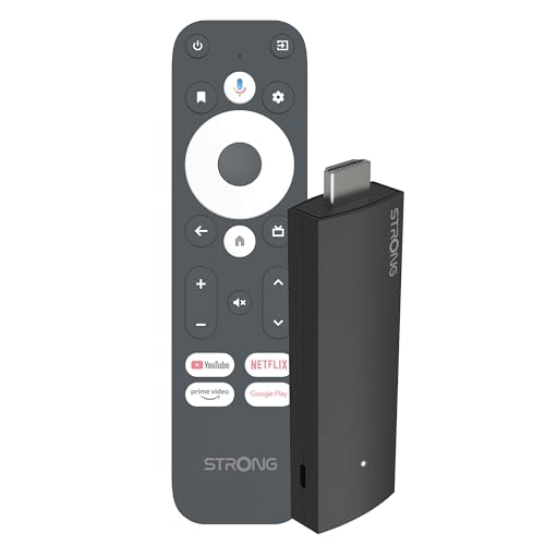 STRONG - Streaming Android TV Stick 2K - Leap-UNA - Connexion WiFi 5 - Chromecast Built-in - Compatible Assistant Vocal Google - Fonction Bluetooth - Facile à Installer - Noir