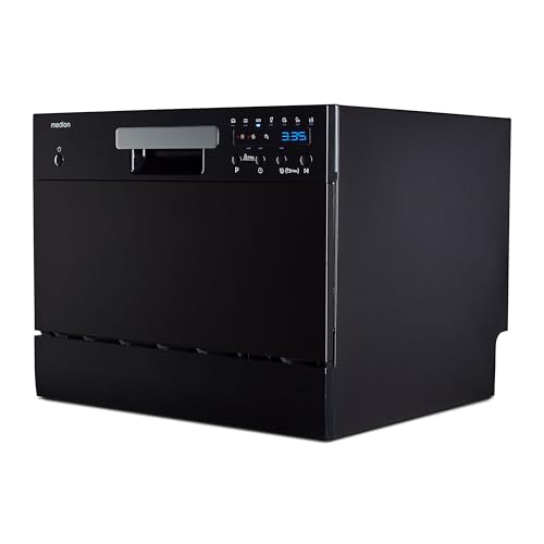 MEDION Lave-vaisselle de table (capacité 6 couverts, 7 programmes de nettoyage, affichage LED, 47 dB, MD37496) noir
