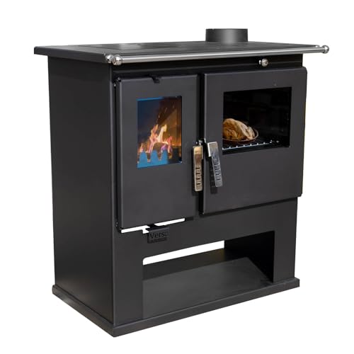 Verso Cs - Cuisinière à bois - 7,7 kW - Puissant four de cuisine avec style traditionnel et efficacité moderne - Noir