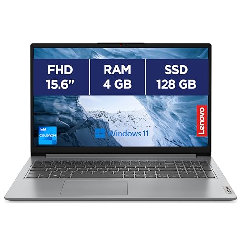Lenovo IdeaPad 1 15IJL7 - Ordinateur Portable 15.6'' FHD (Intel Celeron N4500, RAM 4Go, eMMC 128Go, Intel UHD Graphics, Windows 11 en S Mode, Microsoft 365 Personal) Clavier AZERTY Français - Gris