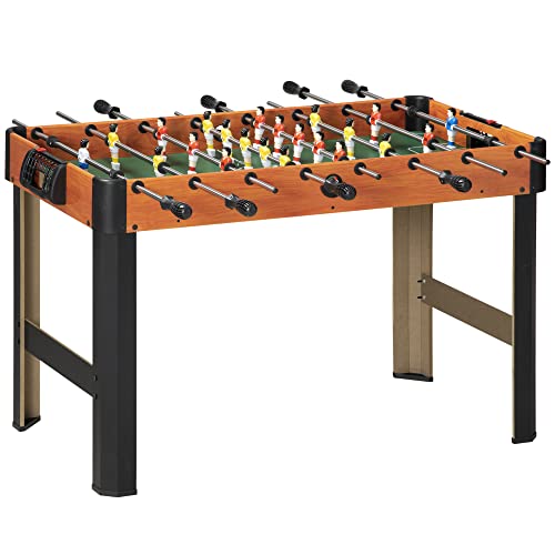 HOMCOM Baby-Foot pour Enfants, Table de babyfoot, avec 2 Tableaux d'affichage, 8 poignées, 2 balles, 22 Joueurs, 118 x 104 x 69 cm, Marron Clair