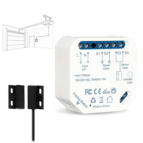 LoraTap Ouvre-Porte de Garage Connecté WiFi, Interrupteur de Porte Intelligent, Compatible avec Alexa, Commutateur Contrôlé à Distance, Kits Smart Module pour Portail Coulissant