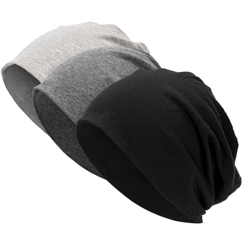 Bonnet de Nuit Homme Femme, 3 Pièces100% Coton Chapeaux d'hiver Chauds, Bonnet de Couchage Léger pour Chimiothérapie Perte de Cheveux
