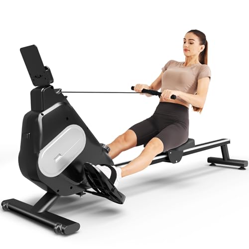 Botifly Rameur, Rameur Magnétique 16 Niveaux avec Affichage LED Rail Coulissant Silencieux pour Équipement d'Entraînement d'Intérieur de Gym à Domicile
