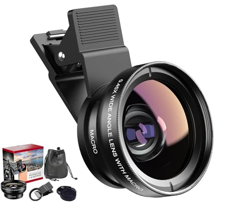 SagTuol Objectif Telephone Portable universels, 2 en 1 Objectif pour téléphone, Macro 12,5 x, Objectif Grand Angle 0,45x, Macro Lens, pour la Plupart des Smartphones