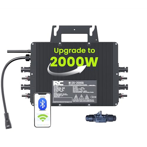 RC Micro-onduleur 2000W pour système photovoltaïque de Balcon, entrée DC 26-60V par Canal, onduleur MPPT à 99,8%, Prend en Charge Le WiFi et Bluetooth, Surveillance à Distance Via l'application, IP67