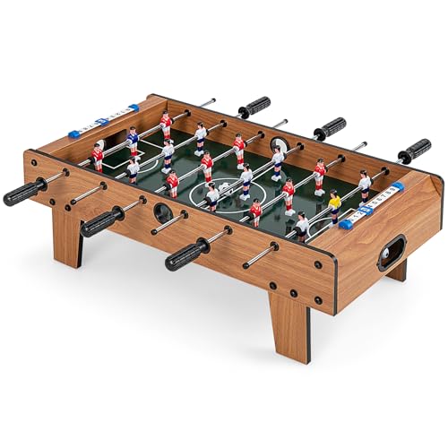 COSTWAY Baby-Foot en Bois avec Poignée Durable & 18 Joueurs, Table de Jeu avec 2 Ballons & 2 Tableau de Bord, Jouets pour Adulte et Enfant pour Fête, Bar, Salle de Jeux, 69 x 36 x 24 cm…
