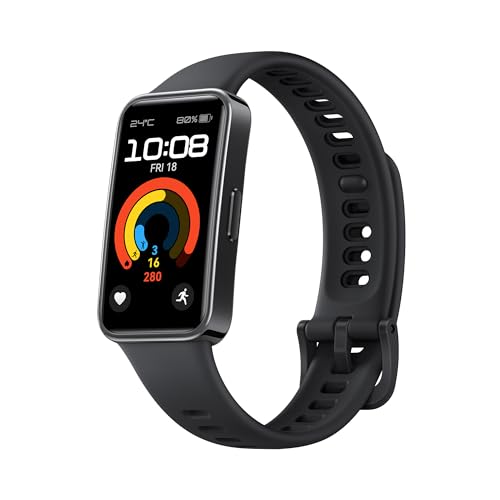 HUAWEI Band 9, Bracelets Montre Connectée, iOS & Android, TruSleep 4.0 Surveillance Scientifique du Sommeil, 14 Jours d'utilisation maximale, 100 Modes d'entraînement, Noir fluoroélastomère