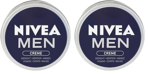 NIVEA MEN Crème Visage - Corps - Mains, crème multi-usages au parfum masculin format boîte alu, soin hydratant 3-en-1 à la texture non grasse, Sans parfum, 150 ml (Lot de 2)