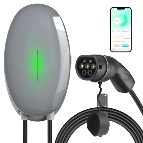 WISSENERGY Wallbox 7.4kW Type 2 avec APP Contrôle, Borne de Recharge Voiture électrique Prend en Charge la Connectivité Standard Bluetooth et WiFi, Chargeur Monophasé IEC 62196-2, Câble 32A 6M