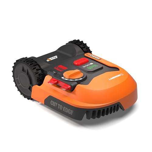 WORX Landroid Plus WR169E Robot Tondeuse Connecté e t Intelligent, 250 m² Surf.Max 300 m², Installation Facile, Configurable, Pente 35%, détecteur de Pluie, Coupe près des Bordures, Tonte Rapide