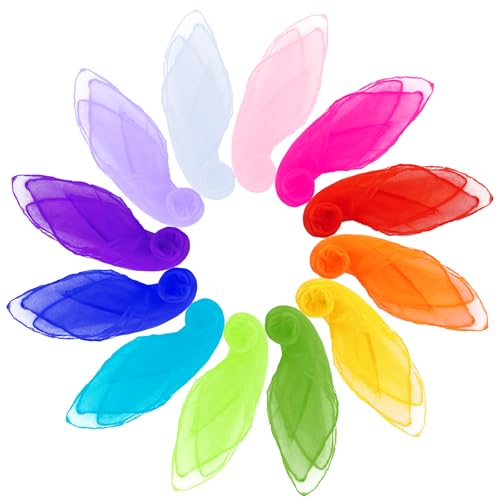 Werownsgso 12PCS Foulard Jonglage, 60 x 60 cm Foulard Danse, Foulard Sensoriel Bebe, Couleur Écharpes de Jonglage pour Jongler, Danse, Magie, Spectacles d'enfants