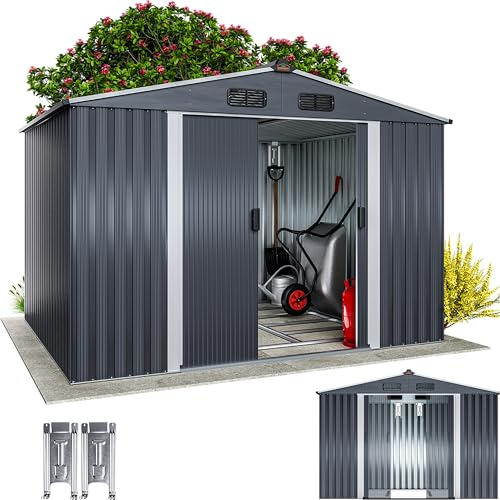 GARDEBRUK® Abri de Jardin métal XXL 5m² Fondation 260x205x180cm Porte coulissante Anthracite-métallique cabane de Jardin cabanon de Jardin 9m³
