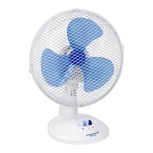Bestron Ventilateur de table mobile Ø 27cm, Petit ventilateur avec 2 niveaux de vitesse & fonction oscillation 75°, Hauteur : 29 cm, 30 Watts, DDF27W, Couleur: blanc