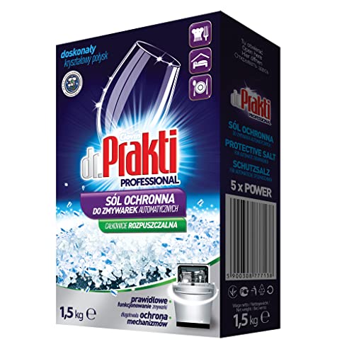 dr.Prakti Sel Regénérant pour Lave-Vaisselle, adoucit l'eau et prévient efficacement le calcaire dans le lave-vaisselle et sur la vaisselle, 1,5 kg