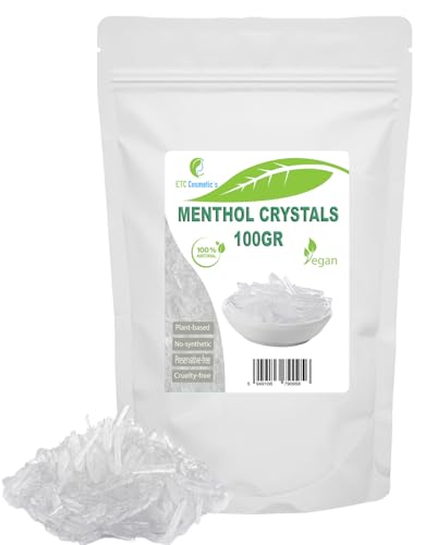 Cristaux de Menthol - 100gr - Effet rafraîchissant et rafraîchissant, Utilisé comme ingrédient dans la formulation cosmétique, accessoires de sauna, infusion de sauna, huile de menthe 100% naturelle