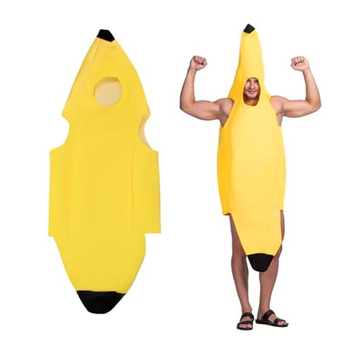 IGEAIIE Costume banane pour adulte, tenue de fruits unisexe amusante pour Halloween, fêtes et événements costumés, léger, taille unique, parfait pour les déguisements, les jeux de rôle et les