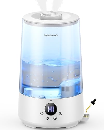 Homvana Top-Fill Humidificateur d'air pour chambre à coucher, 3,6 litres, 360 degrés, brume froide, 34 h, durable, silencieux 16 dB, petit diffuseur d'huiles essentielles