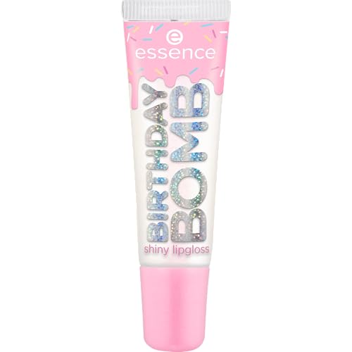 Essence Cosmetics - essence BIRTHDAY BOMB shiny lipgloss, naturel, brillant, sensation de rosée, chatoyant (10ml)