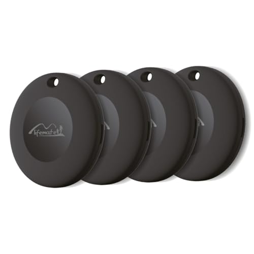 Lifemate Life Tag Traceur GPS (4-Pack), Balise Bluetooth Compatible Android/Google Localiser Mon Appareil, Étanche IP67, Batterie Longue Durée, Signal Sonore, Mode Perdu, Compact et Sécurisé