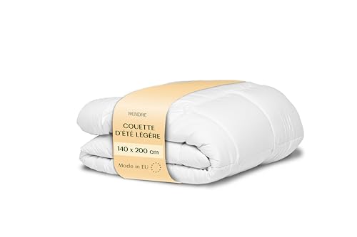 Wendre Couette Légère d'Été 140x200 cm - Couette en Microfibre Hypoallergénique 150 g/m² - Lavable en Machine, Résistante aux Acariens