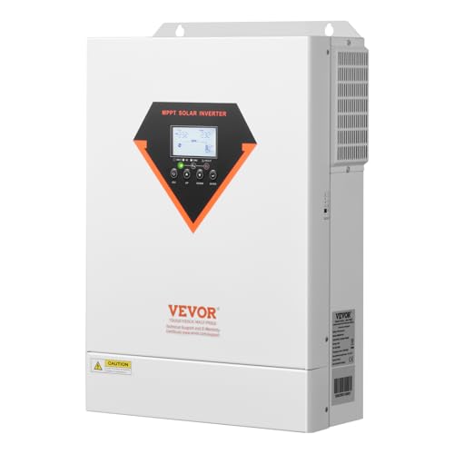 VEVOR Onduleur Solaire Hybride 6000 W Chargeur à Onde Sinusoïdale Pure Tout-en-Un, 48 V CC vers 220/230 V CA, avec Contrôleur Solaire MPPT 120 A Intégré, pour Systèmes Photovoltaïques Hors Réseau