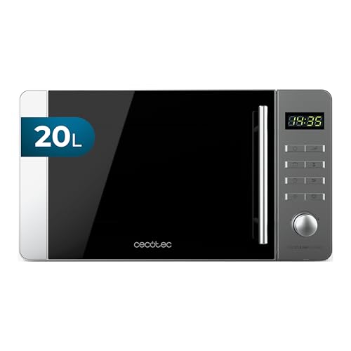 Cecotec Micro-ondes Proclean 5010 Flatbed Inox. Capacité 20L, 700W, 5 niveaux, gril halogène de 800W, 8 programmes automatiques, écran LED et technologie 3DWave pour une cuisson optimale