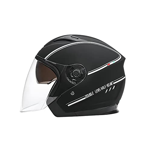LIONCIANO Casque de Moto Adulte avec Anti Scratch Visiere, Casque Moto Demi-Jet Homme, Casque Semi-Ouvert Casque Jet Urbain Casque Moto et Scooter Compact Femme(Noir Mat
