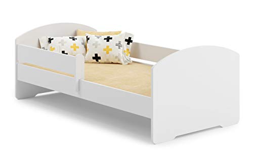 MEBLEKO Lit Enfant 140 x 70 cm avec Matelas et barrière de Protection