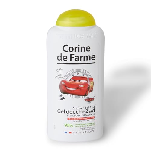 Corine de Farme - Gel Douche Extra-Doux Cars Disney - Gel Lavant 2-En-1 Corps et Cheveux pour Enfant - Formule Peau Sensible, Clean Beauty, ne Pique pas les Yeux - Flacon Recyclable 300ml