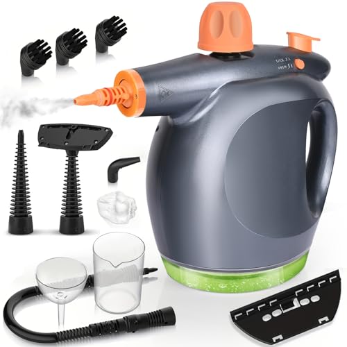1250W Nettoyeur Vapeur à Main,3.5 bar Portable Nettoyant Vapeur Ménager Nettoyeur Vapeur Multifonctionnel avec 11 Accessoires Réservoir d'Eau de 475ml pour Rideaux Salle de Bain Cuisine etc