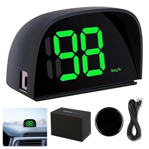 GOEDCH Tachymètre numérique de voiture - Affichage tête haute HUD - Affichage tête haute universelle - USB Plug and Play - KMH - Chargeur allume-cigare pour vélo, moto, voiture
