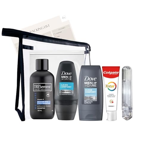 Mini trousse de toilette de voyage pour homme,Taille de voyage,Trousse de toilette essentielle pour voyage, hôpital, séjour de nuit, claire, Trousse de toilette de voyage