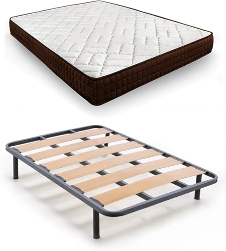 HOGAR24 ES Lit Complet avec sommier à Lattes Larges et Matelas Dream Flex réversible, 120 x 190 cm