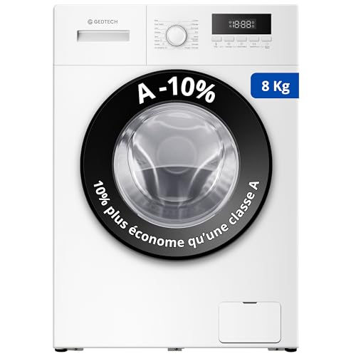 Lave-linge frontal GEDTECH GLL81400WH - 8 Kgs - 1400 tr/mn - 16 programmes - Eco - Intensif - Rapide – Très Faible conso - Classe A-10%