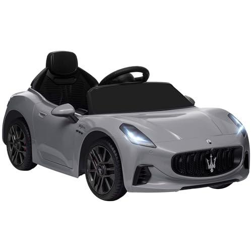 AIYAPLAY Voiture électrique Enfants sous Licence Maserati Gran Turismo Folgore, véhicule électrique 12V avec télécommande 2,4G, phares LED, Musique, klaxon, MP3, Voiture pour Enfants 3 à 5 Ans, Gris