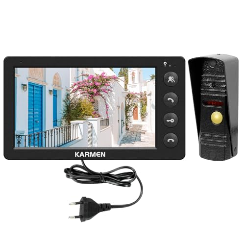 KARMEN Interphone vidéo Filaire, Interphone de Porte, Extérieur étanche, Vision Nocturne Infrarouge, Parlant au Visiteur, Prend en Charge AC 100V-240V