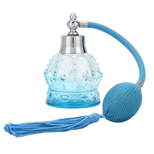 Bouteille De Parfum Rechargeable En Verre De 80 Ml Avec Atomiseur De Pulvérisation Bouteille De Distributeur De Parfum Vide Vintage Avec Long Tube Bleu Pour Reconditionner Le Liquide De Parfum