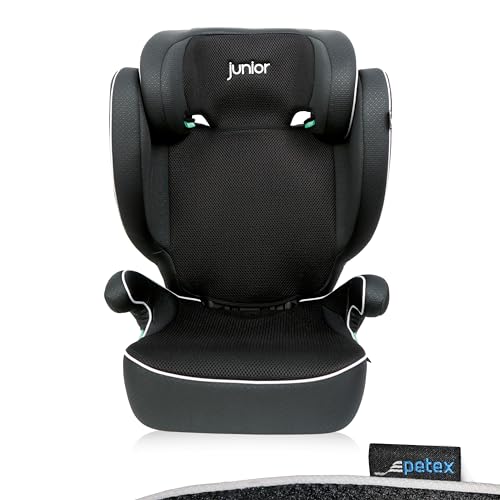 PETEX Siège auto basique i-Size conforme à la norme ECE R129 pour les enfants d'environ 100 à 150 cm - Siège auto réglable en hauteur - Noir