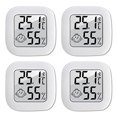 Thermomètre Hygromètre Intérieur,RUIZHI 4 pièces Mini Thermomètre Digital à Haute Précision Moniteur Température et Humidité Portable -50 ℃ ~ 70 ℃ pour Vestiaire/entrepôt/Chambre de bébé/Salon