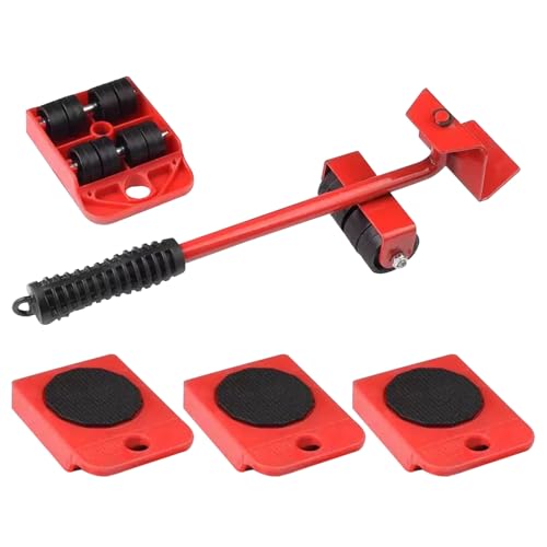 Mokaskaidj 5 Pièces Leve Meuble, Kit de Deplace Meuble a Roulette, Leve Meuble Lourd Élévateur, Meubles Furniture Lifter Set Patins Rotatifs 360 Degrés pour Sofa Machine Laver Garde Robe Réfrigérateur