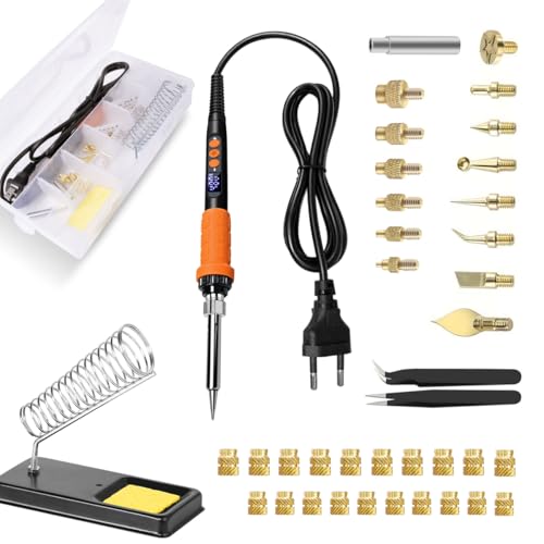 Kit d'outils d'imprimante 3D, accessoires pour imprimante 3D, kit de fer à souder 90 W avec contrôle numérique de la température, pointes de fer à souder, inserts filetés M3, 20 pièces pour impression