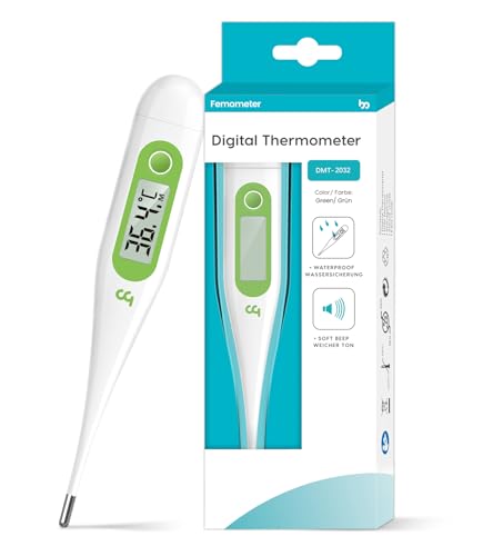 Thermomètre Numérique pour Bébé et Adults, Thermometre Fièvre Médical, Rapide et Précis, Signal Acoustique, Commutable ℃/℉, Vert