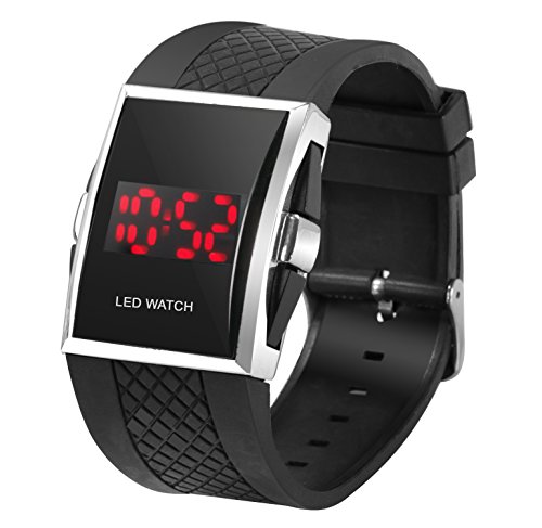 DIGIFLEX Luxueuse Montre Noire Sport Digitale Homme à LED Rouge