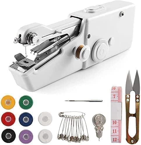 Machine à Coudre Manuelle, Outils de Couture Sans Fil Blanc Mini Machine à Coudre Portable, Machine pour Couture Rapide et Artisanat de Couture